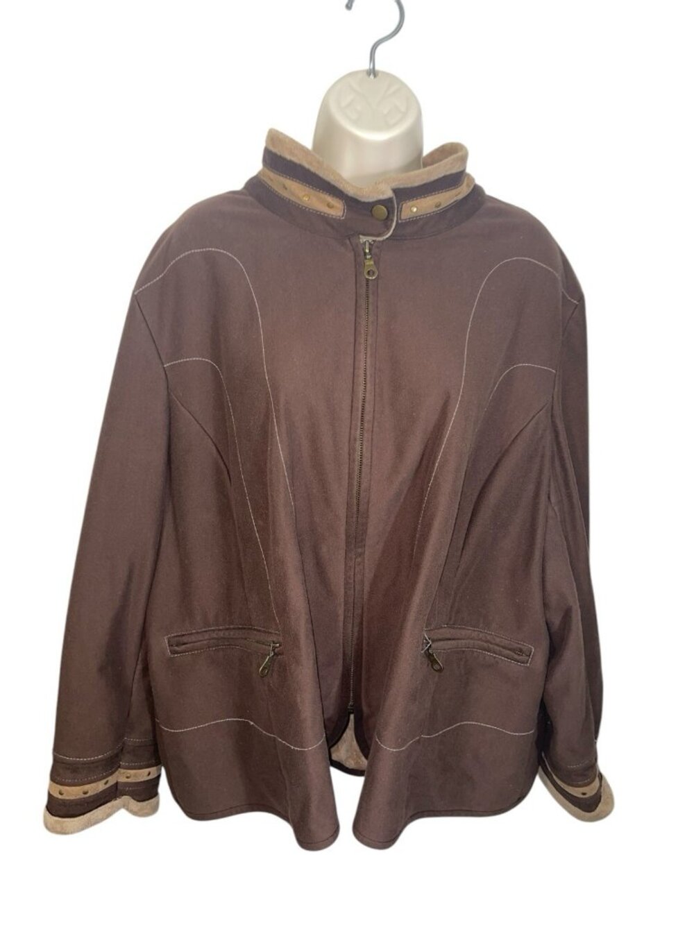 KRISTIN BLAKE Women's Size 3X Brown Studded Detail Coat
